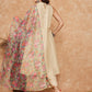 InWeave Women's Cream Lurex Kurta Set Pear Green Pink Or Dupatta - Swadesiicart