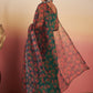 InWeave Emerald Green Strappy W Black Orange Floral Print Or Dupatta Set - Swadesiicart