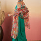 InWeave Emerald Green Strappy W Green Organza Dupatta Set - Swadesiicart