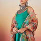 InWeave Emerald Green Strappy W Green Organza Dupatta Set - Swadesiicart