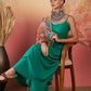 InWeave Emerald Green Strappy W Green Organza Dupatta Set - Swadesiicart