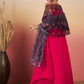 InWeave Fuchsia Strappy W Black Dark Floral Print Or Dupatta Set - Swadesiicart
