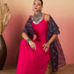 InWeave Fuchsia Strappy W Black Dark Floral Print Or Dupatta Set - Swadesiicart