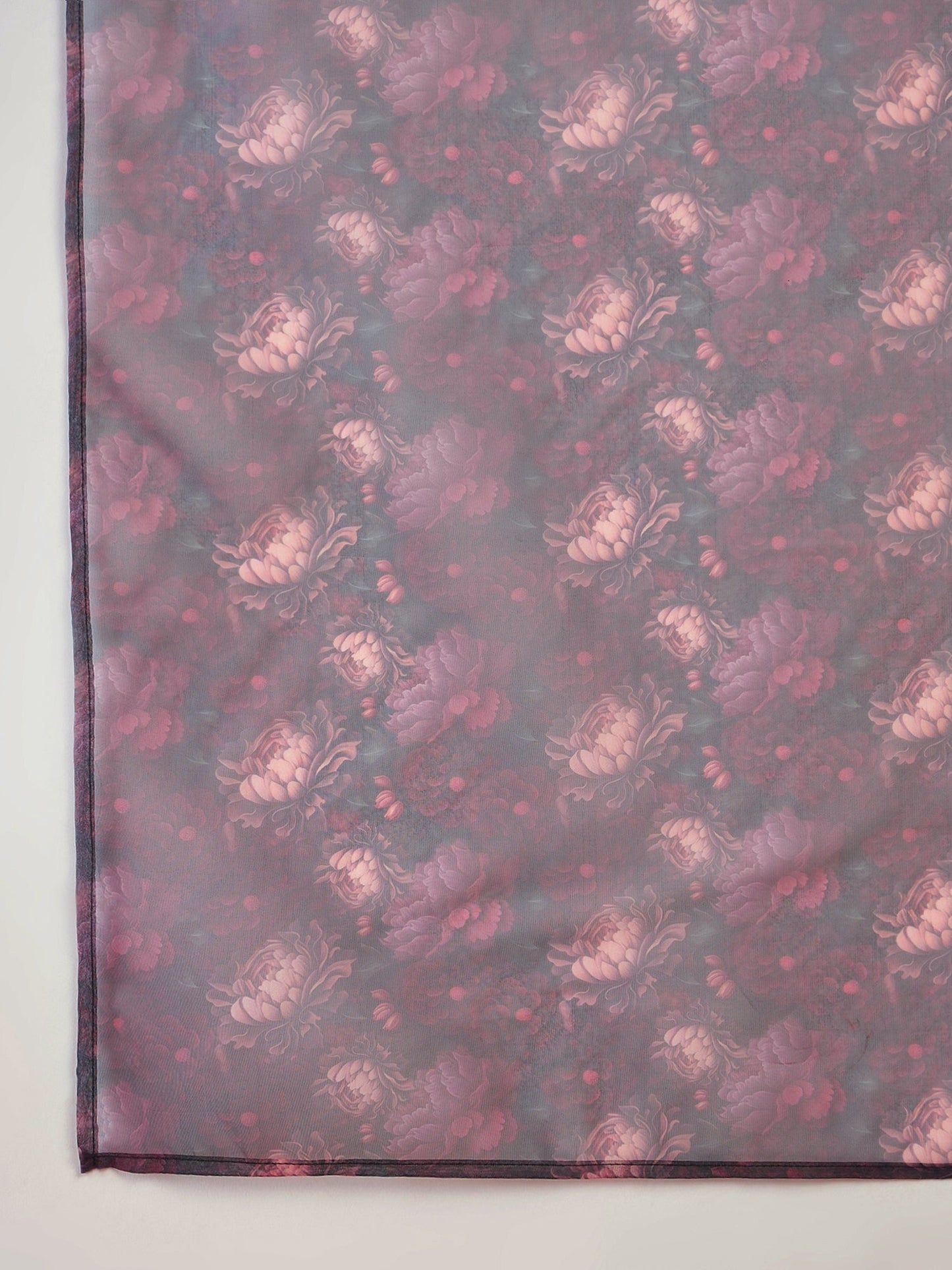 InWeave Fuchsia Strappy W Black Dark Floral Print Or Dupatta Set - Swadesiicart