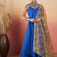 InWeave Ink Blue Strappy W Olive Liberty Print Organza Dupatta Set - Swadesiicart