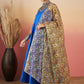 InWeave Ink Blue Strappy W Olive Liberty Print Organza Dupatta Set - Swadesiicart