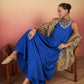 InWeave Ink Blue Strappy W Olive Liberty Print Organza Dupatta Set - Swadesiicart