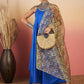 InWeave Ink Blue Strappy W Olive Liberty Print Organza Dupatta Set - Swadesiicart