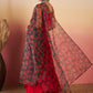 InWeave Red Strappy W Black Orange Floral Print Or Dupatta Set - Swadesiicart