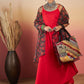 InWeave Red Strappy W Black Orange Floral Print Or Dupatta Set - Swadesiicart