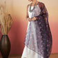 InWeave White Strappy W Black Dark Floral Print Or Dupatta Set - Swadesiicart