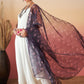 InWeave White Strappy W Black Dark Floral Print Or Dupatta Set - Swadesiicart