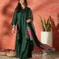 InWeave Dark Green Mandarin Patola Kurta Set - Swadesiicart