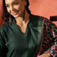 InWeave Dark Green Mandarin Patola Kurta Set - Swadesiicart