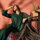 InWeave Dark Green Mandarin Patola Kurta Set - Swadesiicart