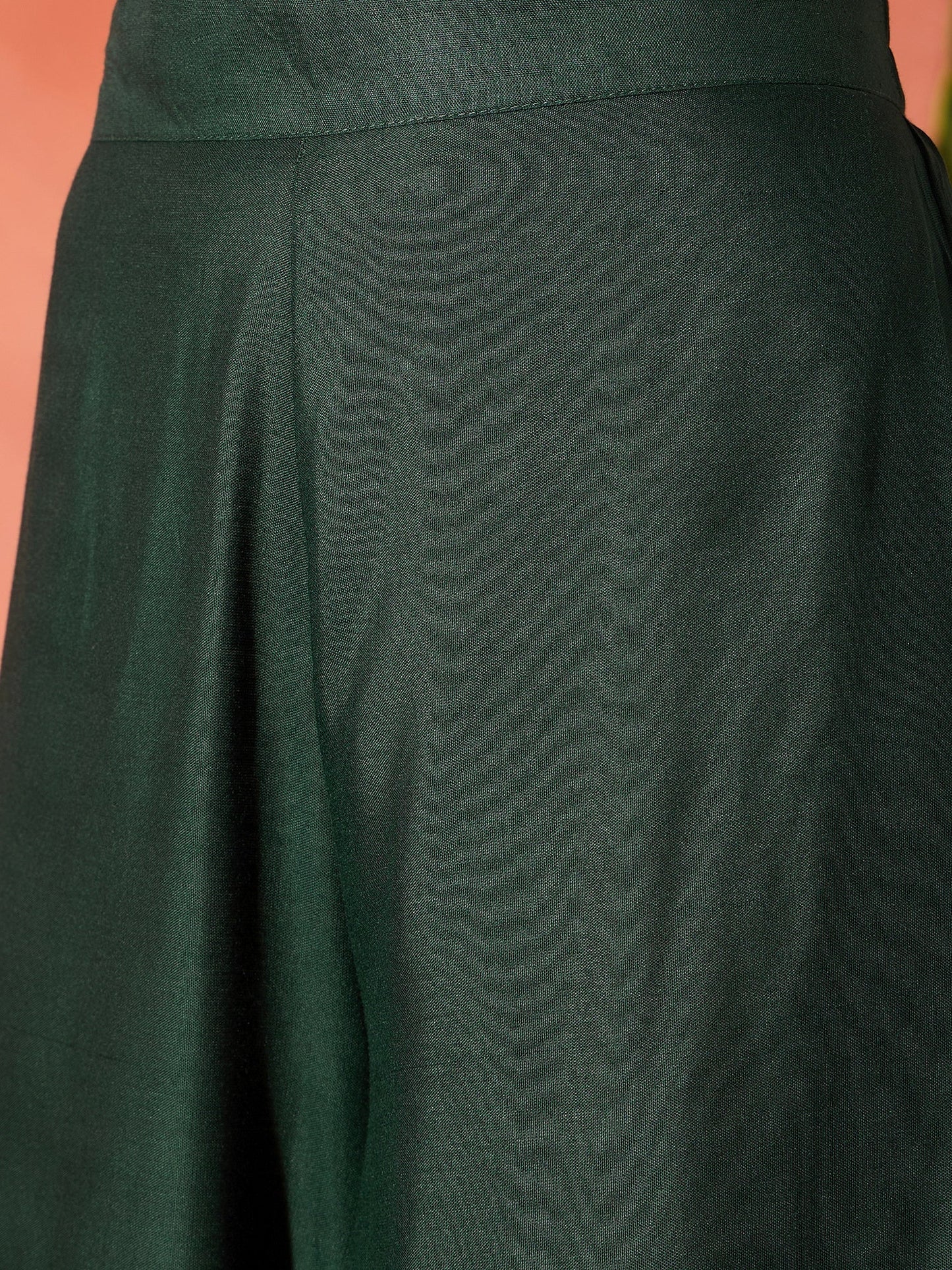 InWeave Dark Green Mandarin Patola Kurta Set - Swadesiicart