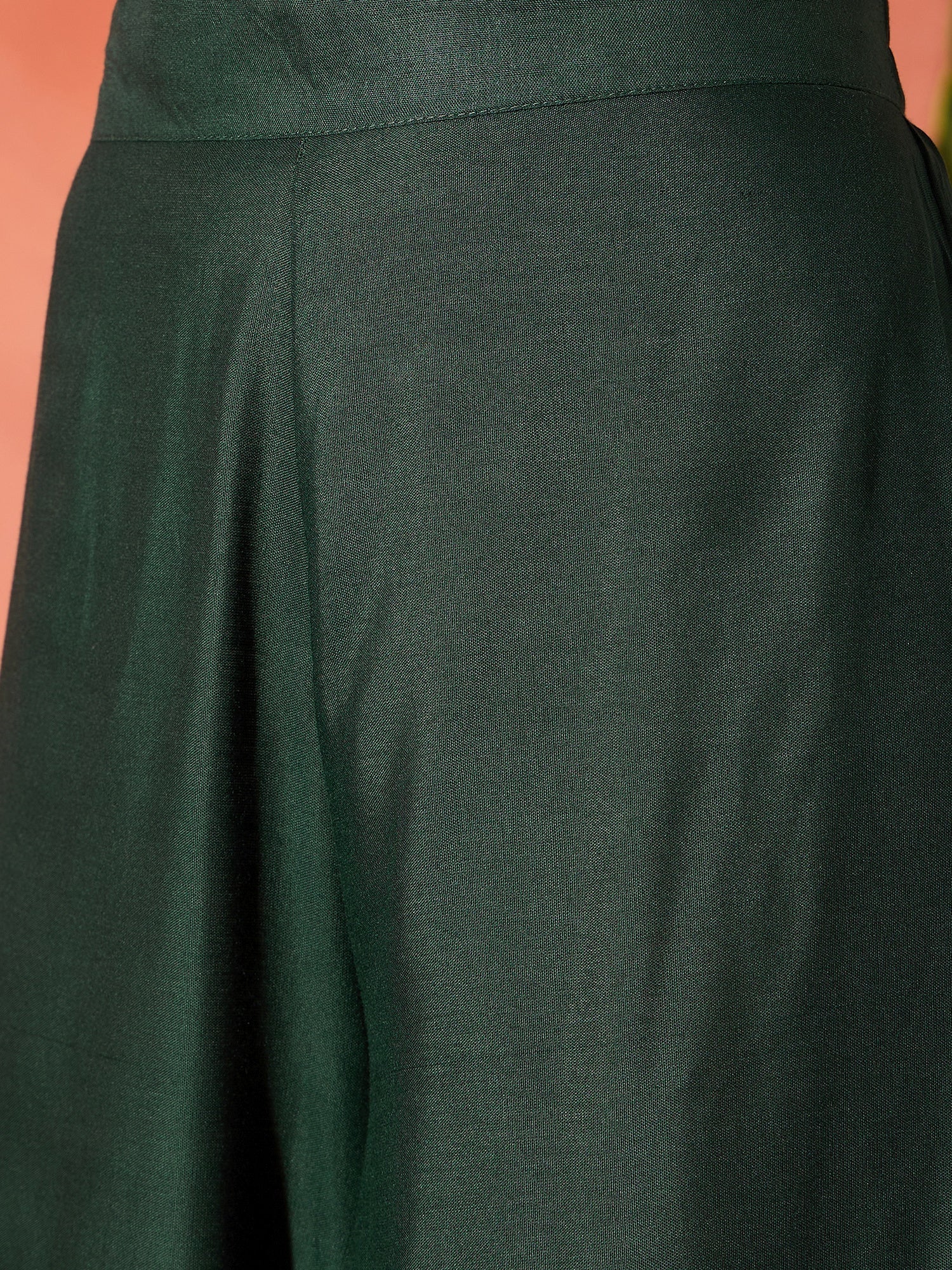 InWeave Dark Green Mandarin Patola Kurta Set - Swadesiicart