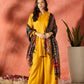 InWeave Mustard Mandarin Patola Kurta Set - Swadesiicart