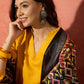 InWeave Mustard Mandarin Patola Kurta Set - Swadesiicart