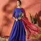 InWeave Ink Blue Anarkali Patola Kurta Set - Swadesiicart