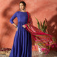 InWeave Ink Blue Anarkali Patola Kurta Set - Swadesiicart