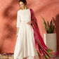 InWeave White Anarkali Patola Kurta Set - Swadesiicart