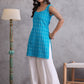InWeave Cyan Blue Kantha Cream Palazzo Set - Swadesiicart