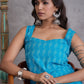 InWeave Cyan Blue Kantha Cream Palazzo Set - Swadesiicart
