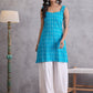 InWeave Cyan Blue Kantha Cream Palazzo Set - Swadesiicart