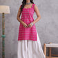 InWeave Fuchsia Kantha Cream Palazzo Set - Swadesiicart