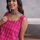 InWeave Fuchsia Kantha Cream Palazzo Set - Swadesiicart