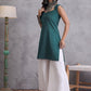 InWeave Emerald Green Kantha Cream Palazzo Set - Swadesiicart