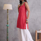 InWeave Red Kantha Cream Palazzo Set - Swadesiicart