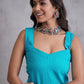InWeave Cyan Blue Kantha Cream Palazzo Set - Swadesiicart