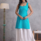 InWeave Cyan Blue Kantha Cream Palazzo Set - Swadesiicart