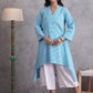 InWeave Cyan Blue Small Check Cream Palazzo Set - Swadesiicart