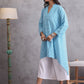 InWeave Cyan Blue Small Check Cream Palazzo Set - Swadesiicart