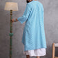 InWeave Cyan Blue Small Check Cream Palazzo Set - Swadesiicart