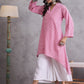 InWeave Pink Small Check Cream Palazzo Set - Swadesiicart