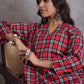 InWeave Red Black Check Black Palazzo Set - Swadesiicart