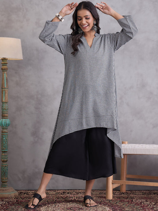 InWeave Black Small Check Black Palazzo Set - Swadesiicart
