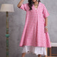 InWeave Pink Big Check Collar Palazzo Set - Swadesiicart