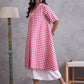 InWeave Pink Big Check Collar Palazzo Set - Swadesiicart