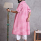 InWeave Pink Big Check Collar Palazzo Set - Swadesiicart