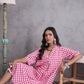 InWeave Pink Big Check Collar Palazzo Set - Swadesiicart