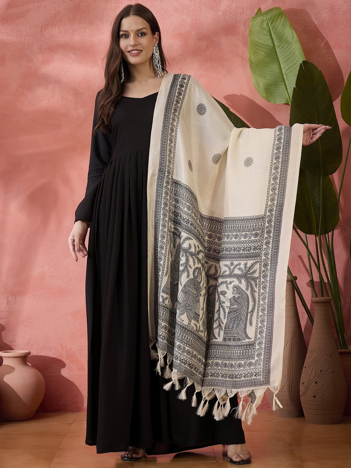 InWeave Black Sweetheart Kurta With Dupatta - Swadesiicart