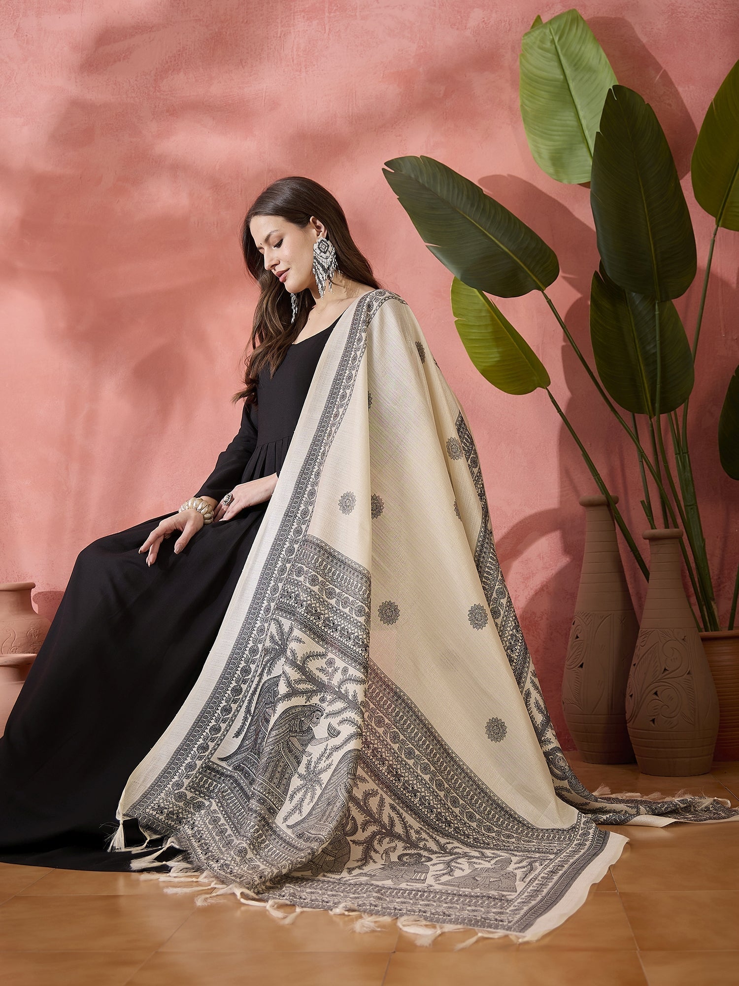 InWeave Black Sweetheart Kurta With Dupatta - Swadesiicart
