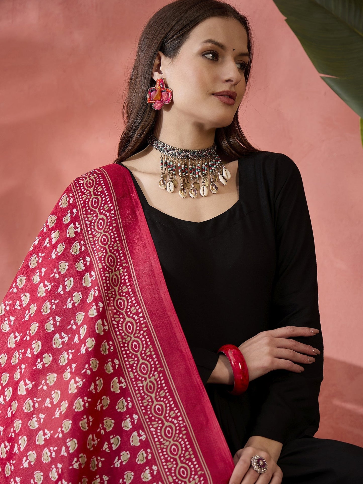 InWeave Black Sweetheart Kurta With Dupatta - Swadesiicart