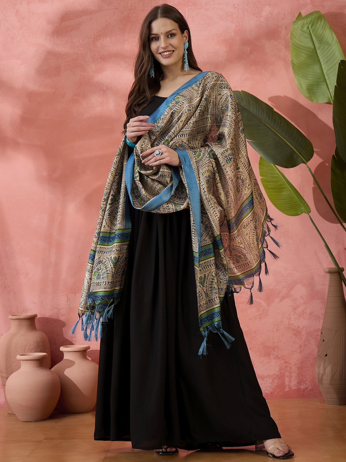 InWeave Black Sweetheart Kurta With Dupatta - Swadesiicart