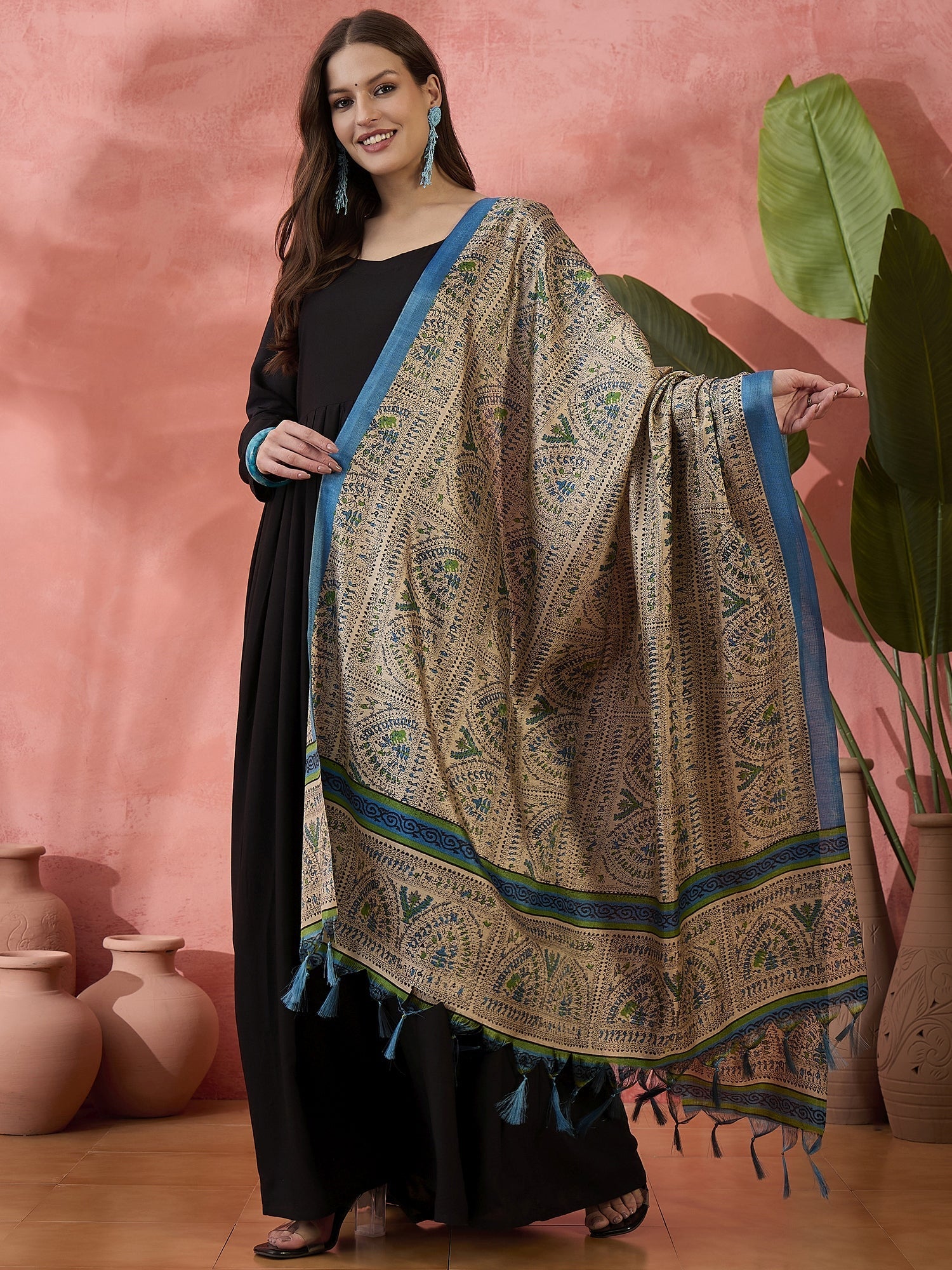 InWeave Black Sweetheart Kurta With Dupatta - Swadesiicart